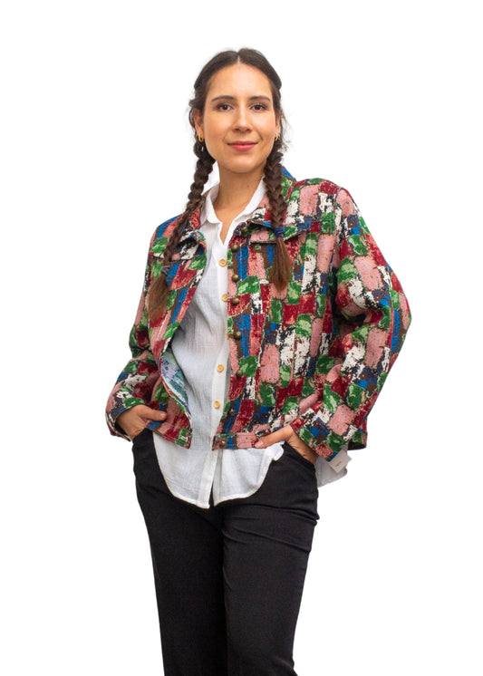2238A-5: COTTON POLYESTER Color Pop Mosaic Jacket
