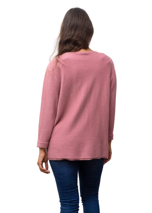 24056-1: Blush Pink Star Wool-Acrylic Jumper