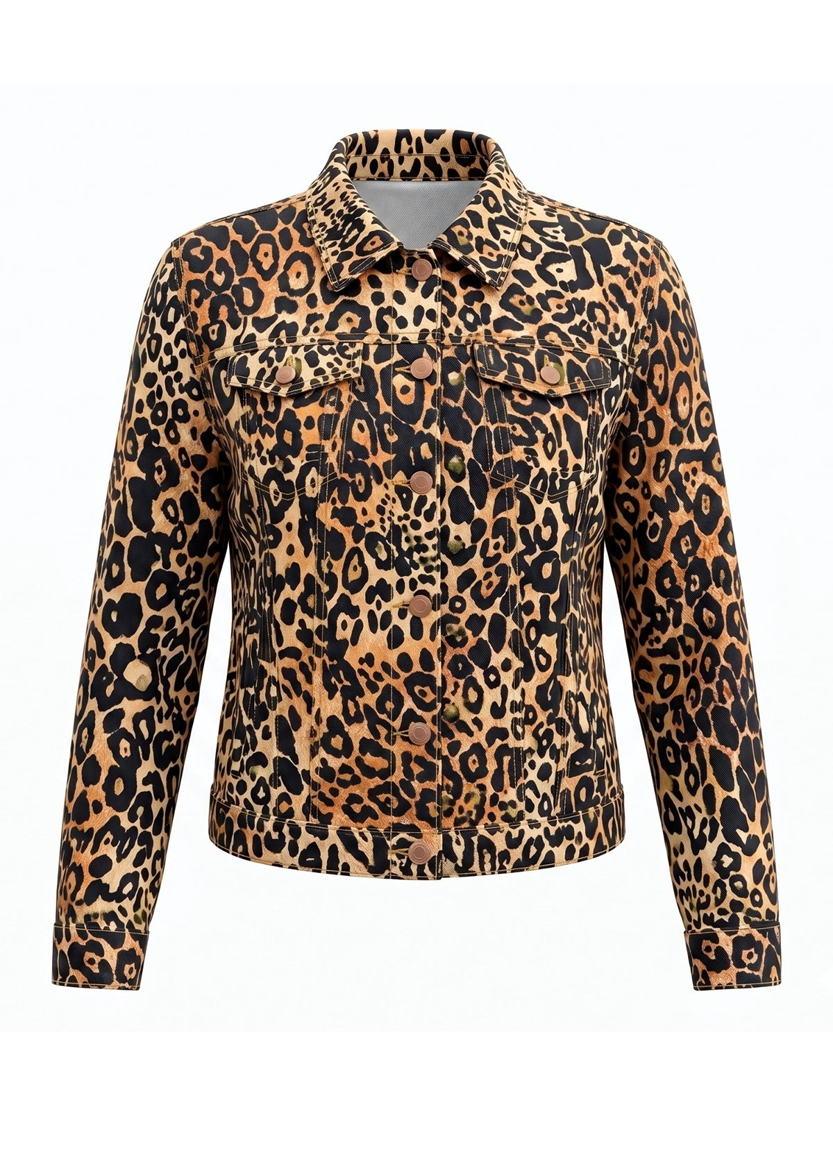 Leopard print jacket on a white background