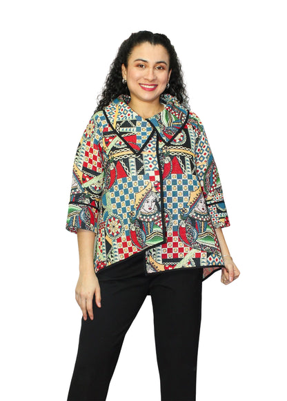 2092-1: Queen of Hearts Multi-Colour Cotton-Polyester Tunic