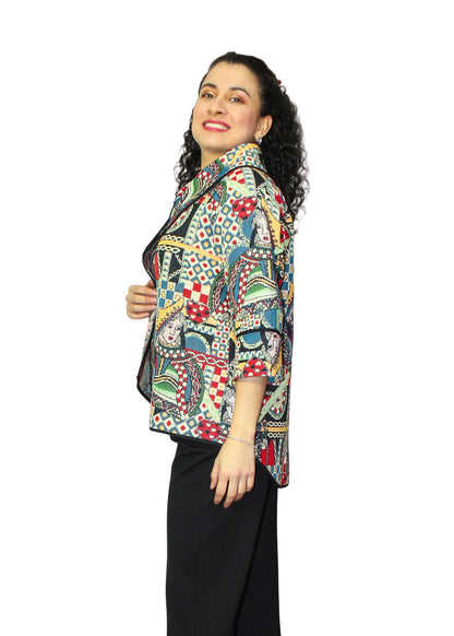 2092-1: Queen of Hearts Multi-Colour Cotton-Polyester Tunic