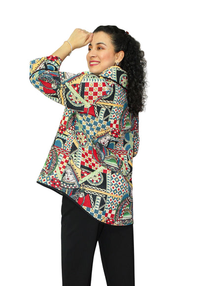 2092-1: Queen of Hearts Multi-Colour Cotton-Polyester Tunic