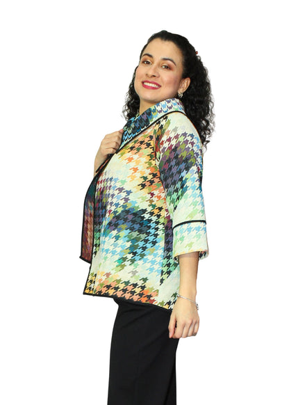 2092-2: Rainbow Houndstooth Cotton-Polyester Tunic