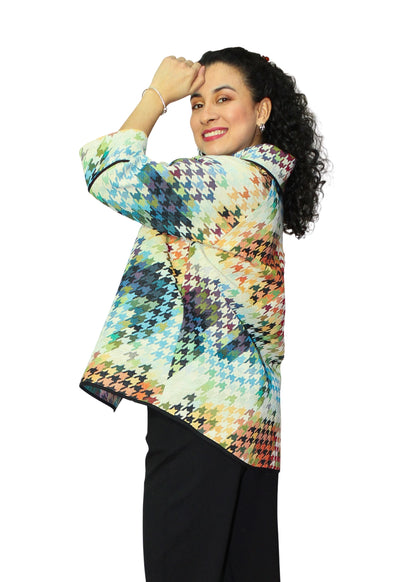 2092-2: Rainbow Houndstooth Cotton-Polyester Tunic