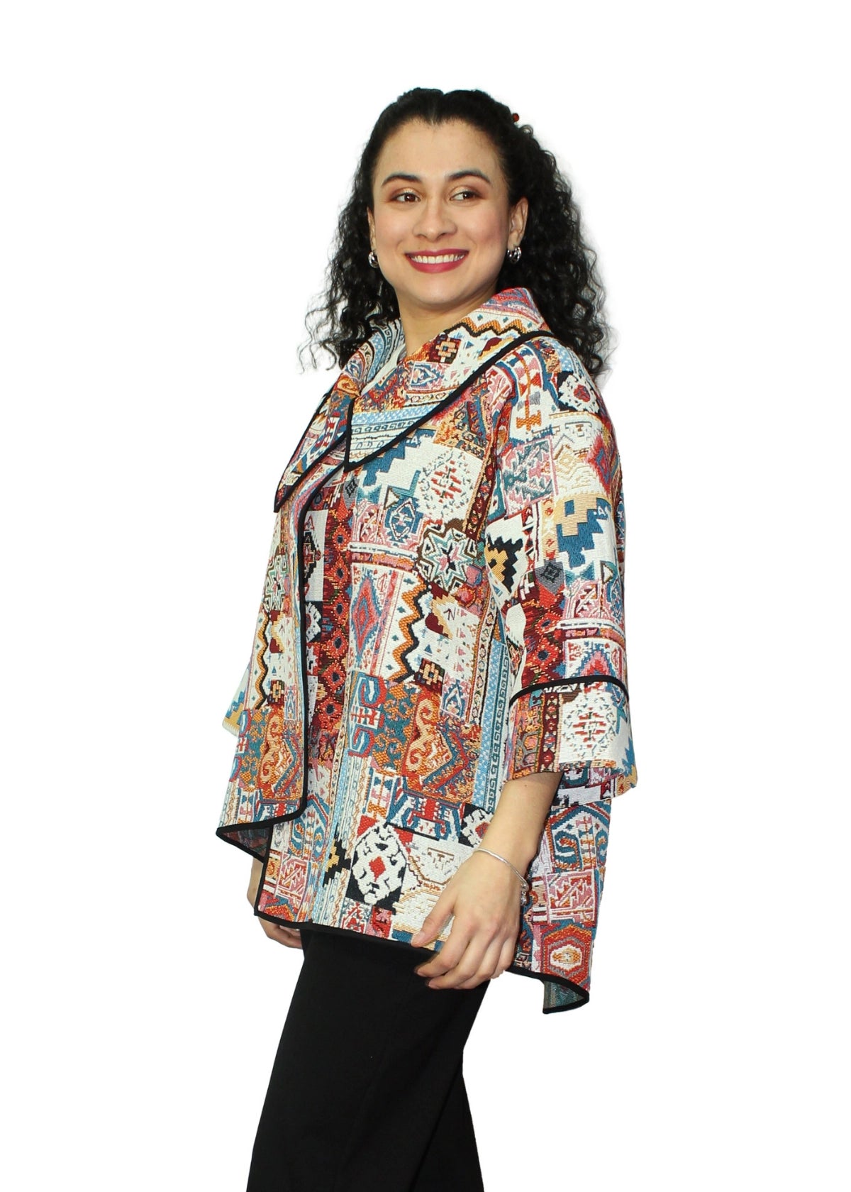 2092-4: Tribal Geometric Patchwork Asymmetrical Tunic
