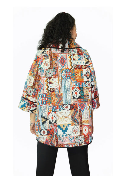 2092-4: Tribal Geometric Patchwork Asymmetrical Tunic