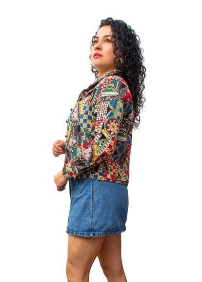 2238A-2: Queen of Hearts Royal Collage Pattern Jacket