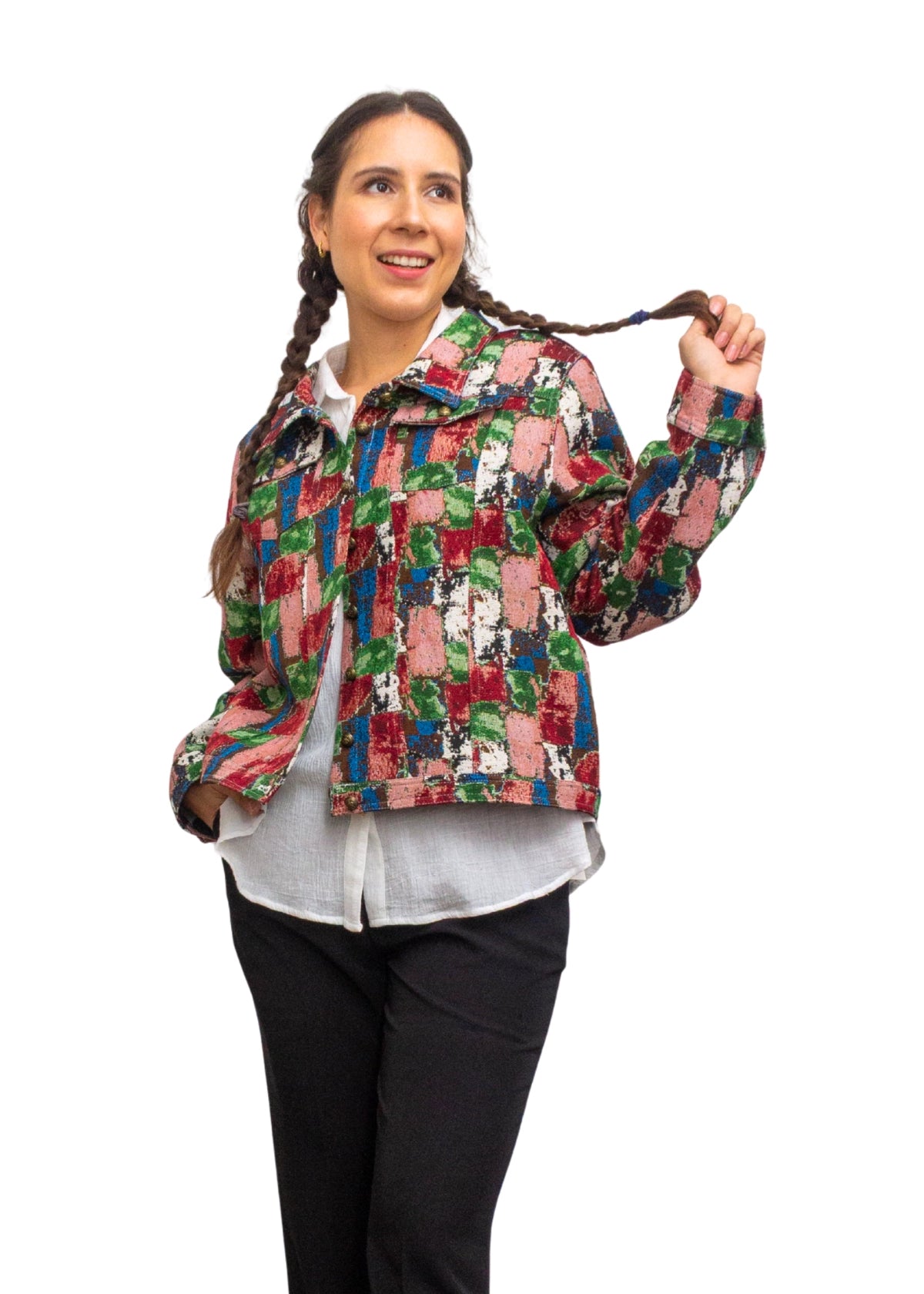 2238A-5: COTTON POLYESTER Color Pop Mosaic Jacket