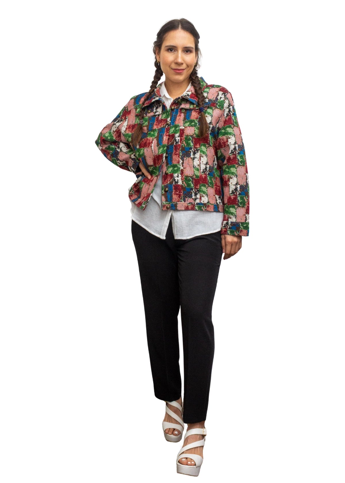 2238A-5: COTTON POLYESTER Color Pop Mosaic Jacket