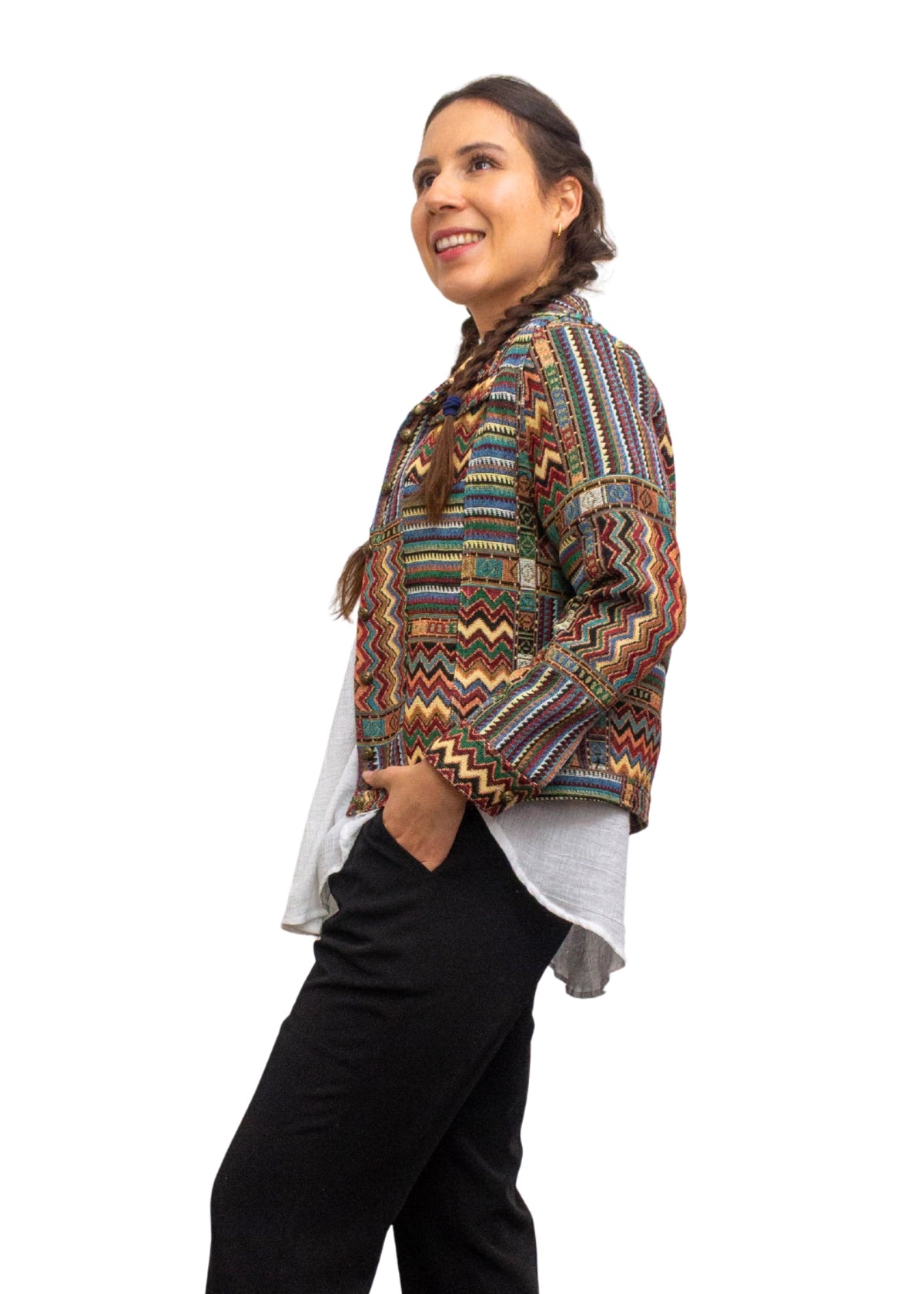 2238A-6: COTTON POLYESTER Artisan Tribal Pattern Jacket