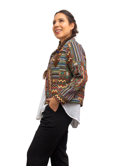 2238A-6: COTTON POLYESTER Artisan Tribal Pattern Jacket
