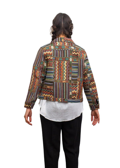 2238A-6: COTTON POLYESTER Artisan Tribal Pattern Jacket