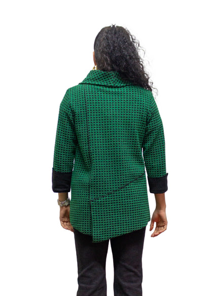 2507-2: COTTON POLYESTER Textured Green Cowl Neck Top