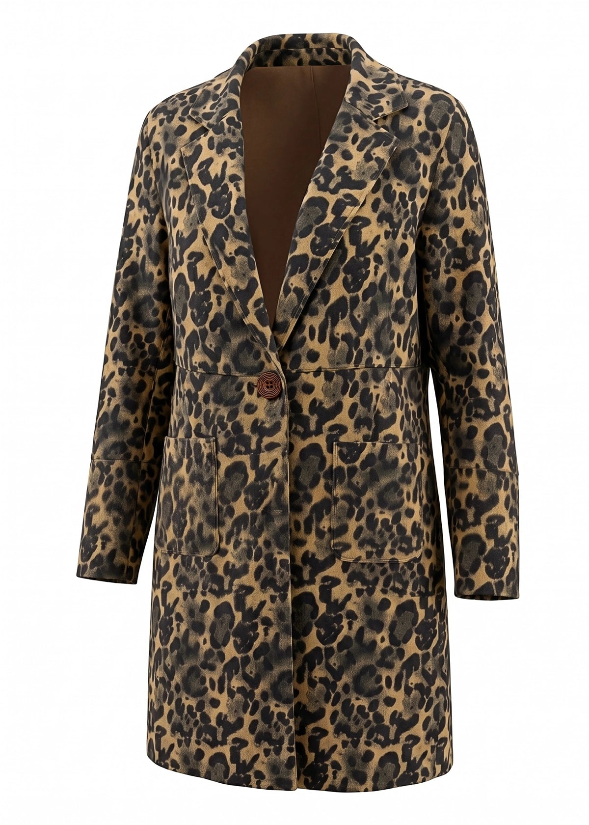 Leopard print coat on a white background