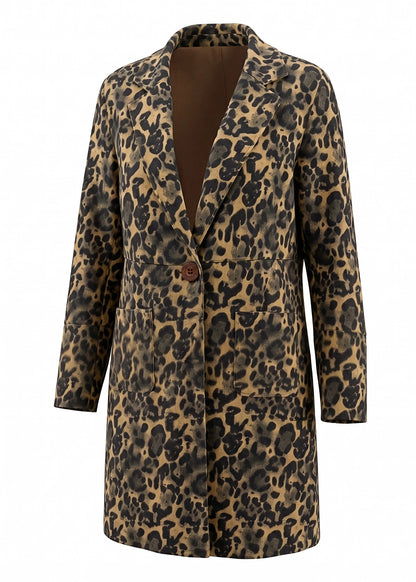 Leopard print coat on a white background