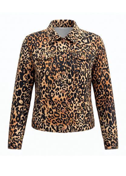 Leopard print jacket on a white background