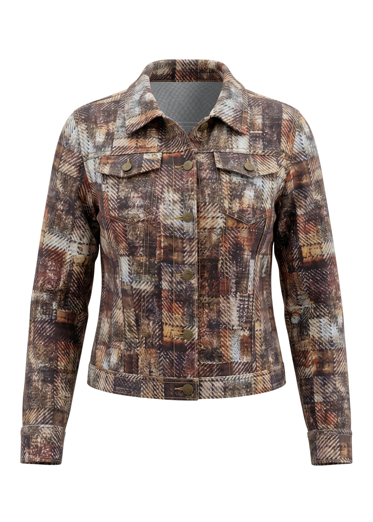 Plaid patterned jacket on a white background