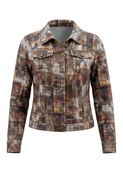 Plaid patterned jacket on a white background