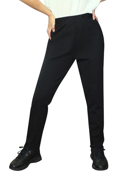 B1515-1: COTTON SPANDEX Black Stretch Slim Fit Pants (No Pockets)