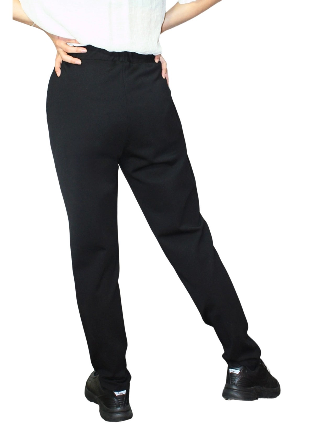 B1515-1: COTTON SPANDEX Black Stretch Slim Fit Pants (No Pockets)